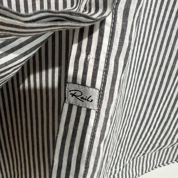 Rails White & Gray striped button down top with accents - Size Medium - Picture 5 of 10